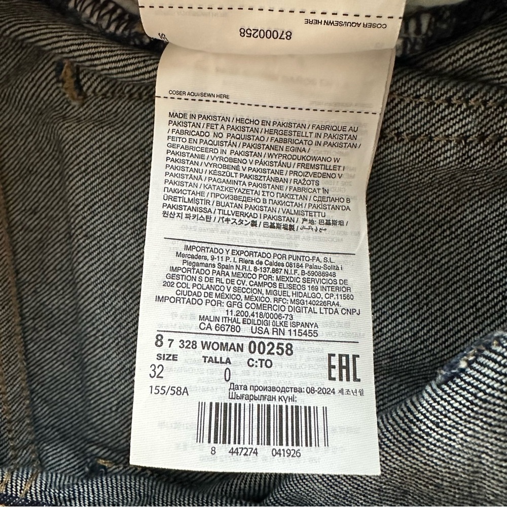 Mango Wide Leg Raw Edge Distressed Hem Blue Denim Jeans Casual Summer Classic - Picture 8 of 13